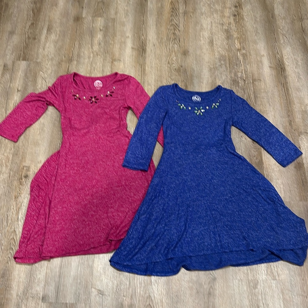 Adorable SO brand Girls dresses with embellished collar detail.